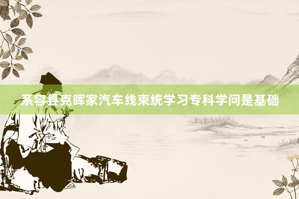 系容县克晖家汽车线束统学习专科学问是基础